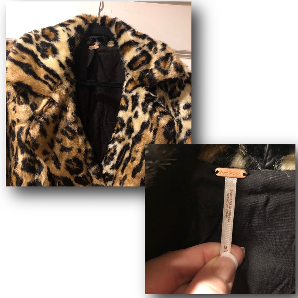 Free People Leopard Print Faux Fur Coat NWT Medium - Picture 5 of 6